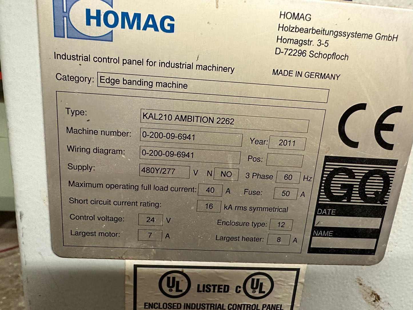 2011 Homag KAL210 Ambition 2262 Edgebander with Pre-Mill - Kansas