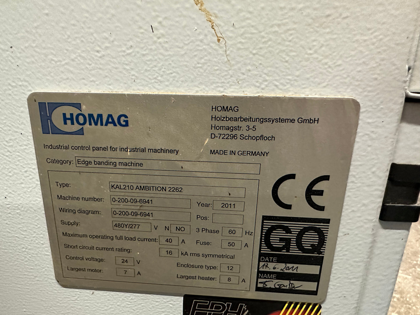 2011 Homag KAL210 Ambition 2262 Edgebander with Pre-Mill - Kansas