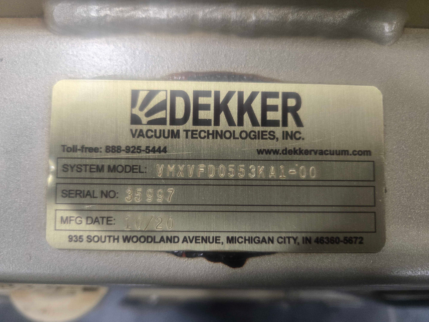 2020 Dekker Vmax Oil Sealed Liquid Ring Vacuum Pump - Utah