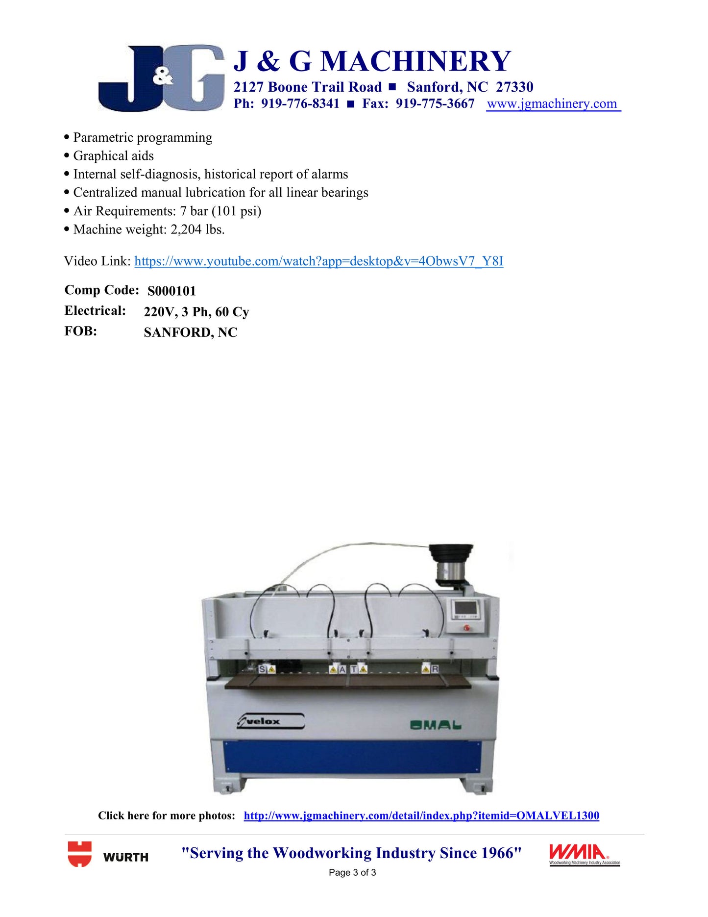 2023 Omal Velox 1300 CNC Bore Glue & Dowel Inserter - Tennessee