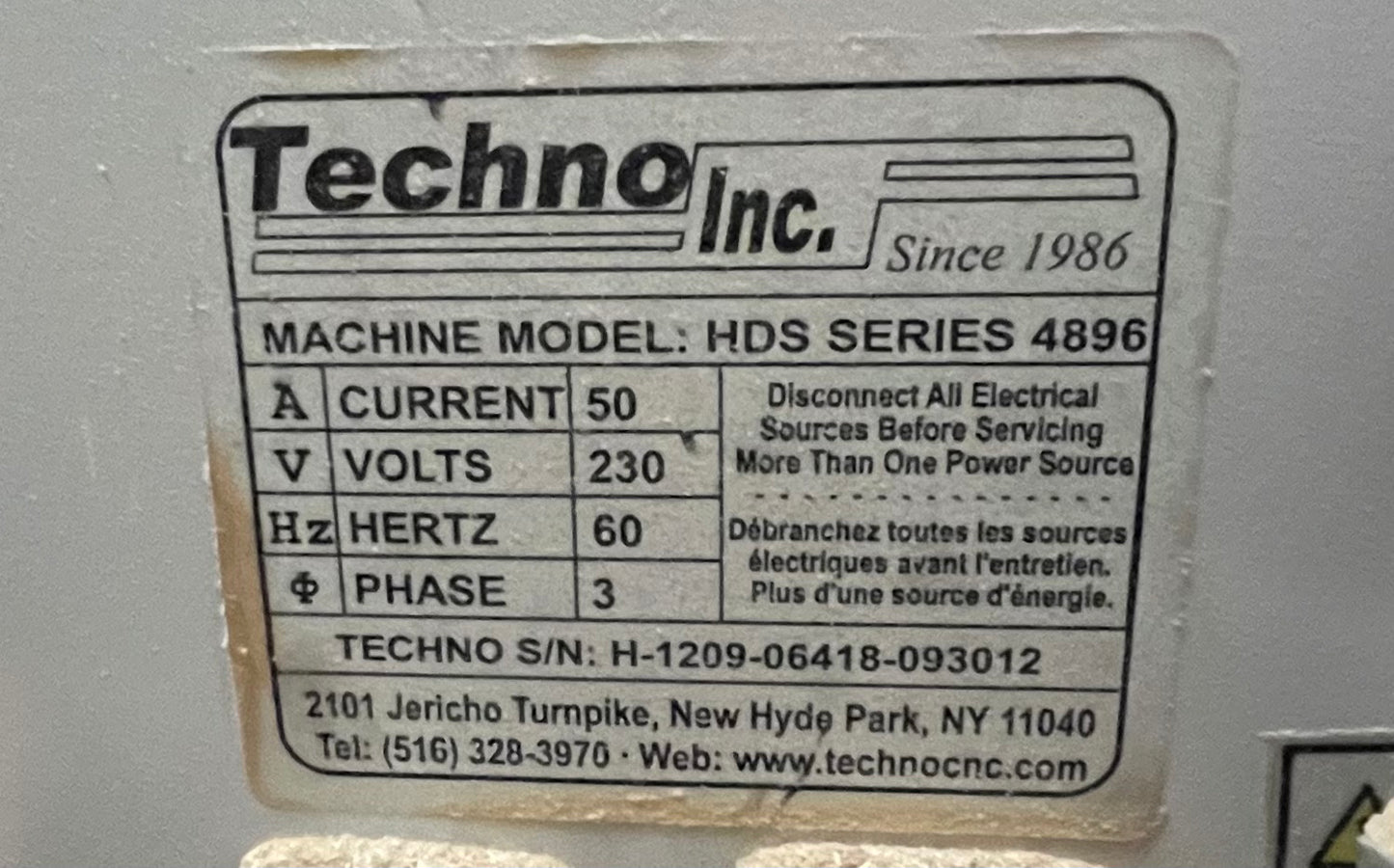 2012 Techno 4896 HD-S 3 Axis 4x8 CNC Router System - New York