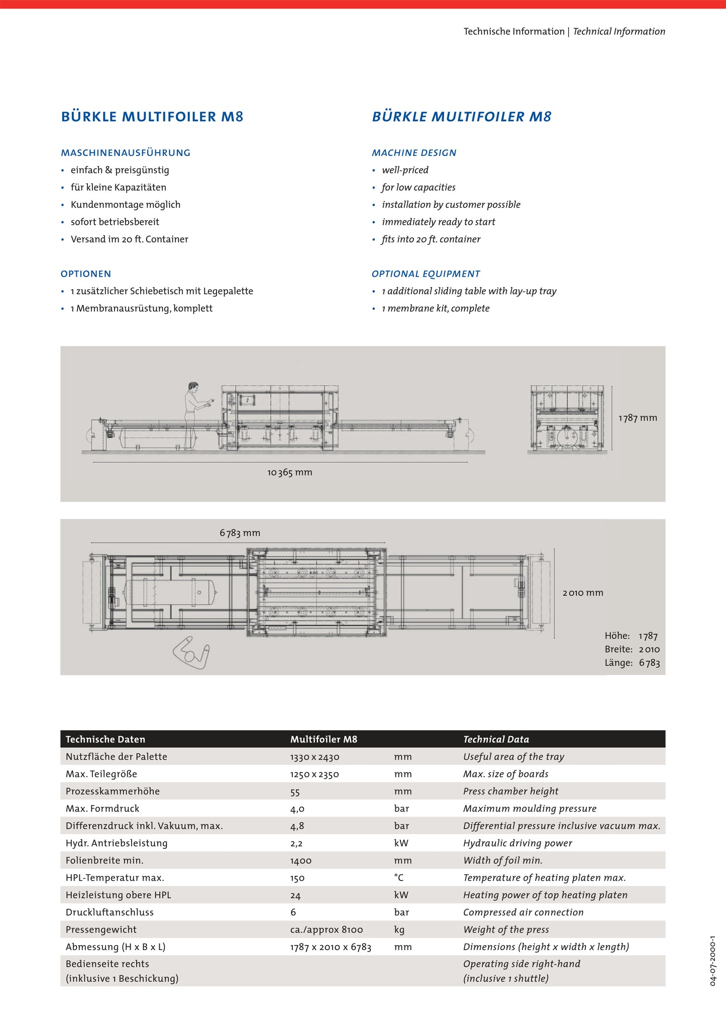 2007 Burkle Mulitfoiler M8 Compact Thermoform Laminating Machine - California