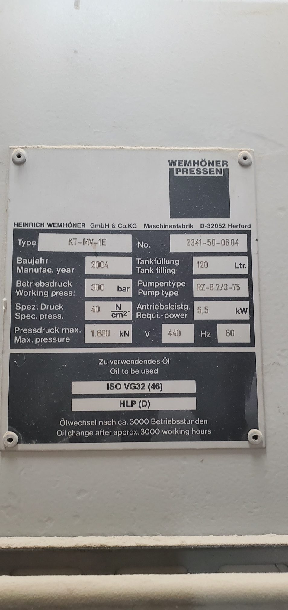2004 WEMHONER PRESS KT-MV-1E (New Listing More Details Coming!)