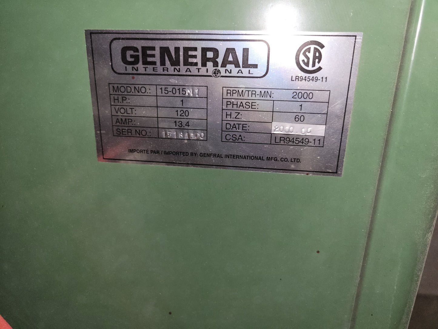 2000 General International Belt Sander