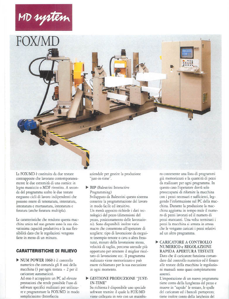 2008 Balestrini Lynx/MD CNC Double End Tenoning and Mortising Machine