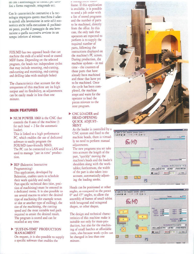 2008 Balestrini Lynx/MD CNC Double End Tenoning and Mortising Machine