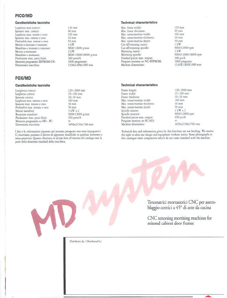 2008 Balestrini Lynx/MD CNC Double End Tenoning and Mortising Machine