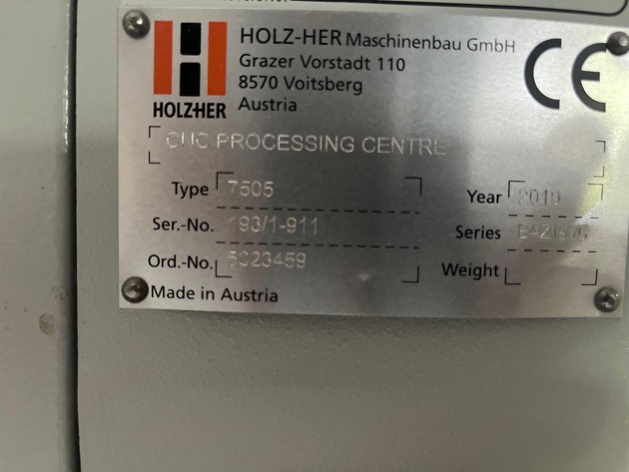 2019 HolzHer Dynestic 7505 12.5 Push CNC Machining Center – Like New Condition – Located in OHIO