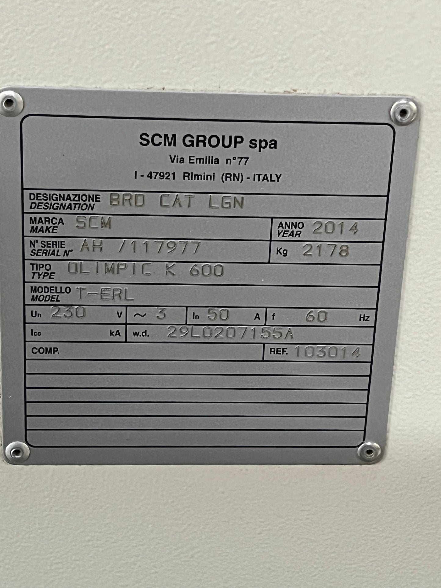 2014 SCM Olimpic K600 T-ERL Edgebander - California