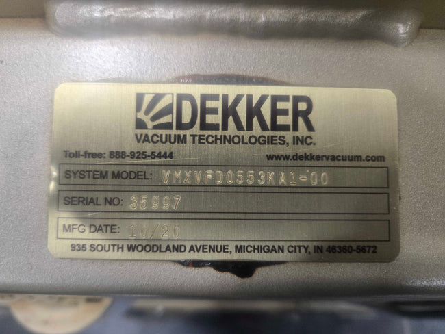 2020 Dekker Vmax Oil Sealed Liquid Ring Vacuum Pump - Utah