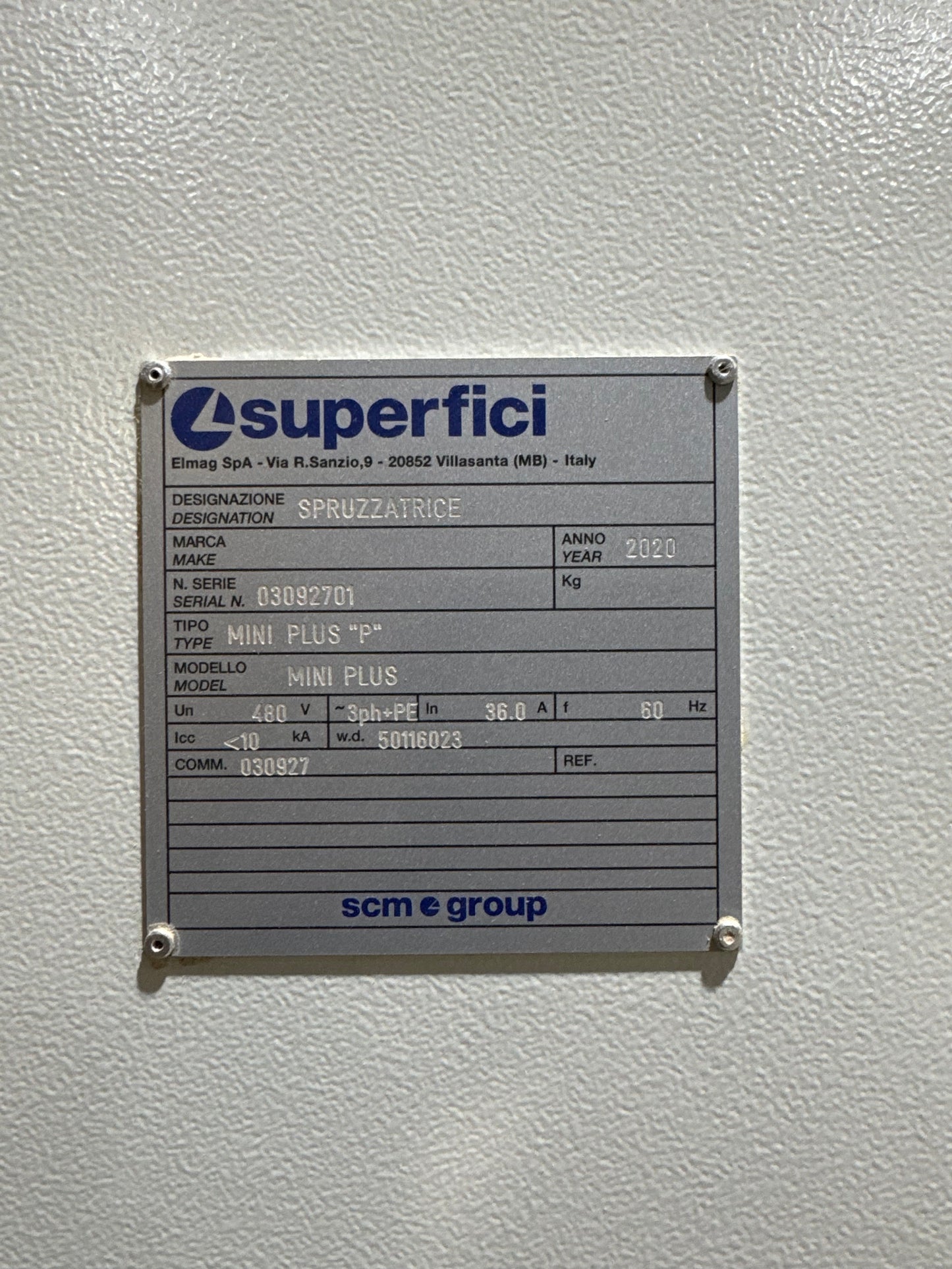 2020 SCM Superfici Mini Plus "P" Spray Machine - Georgia