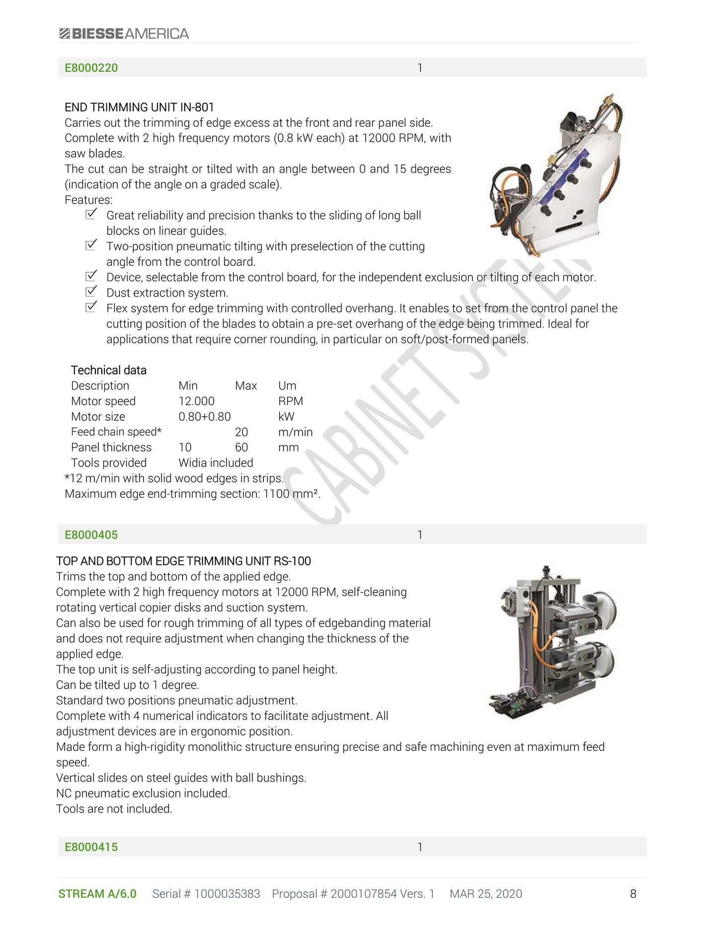 Biesse Stream A/6.0 Edgebander with Pre-Mill (2020) and Doucet BT3 Return - Indiana
