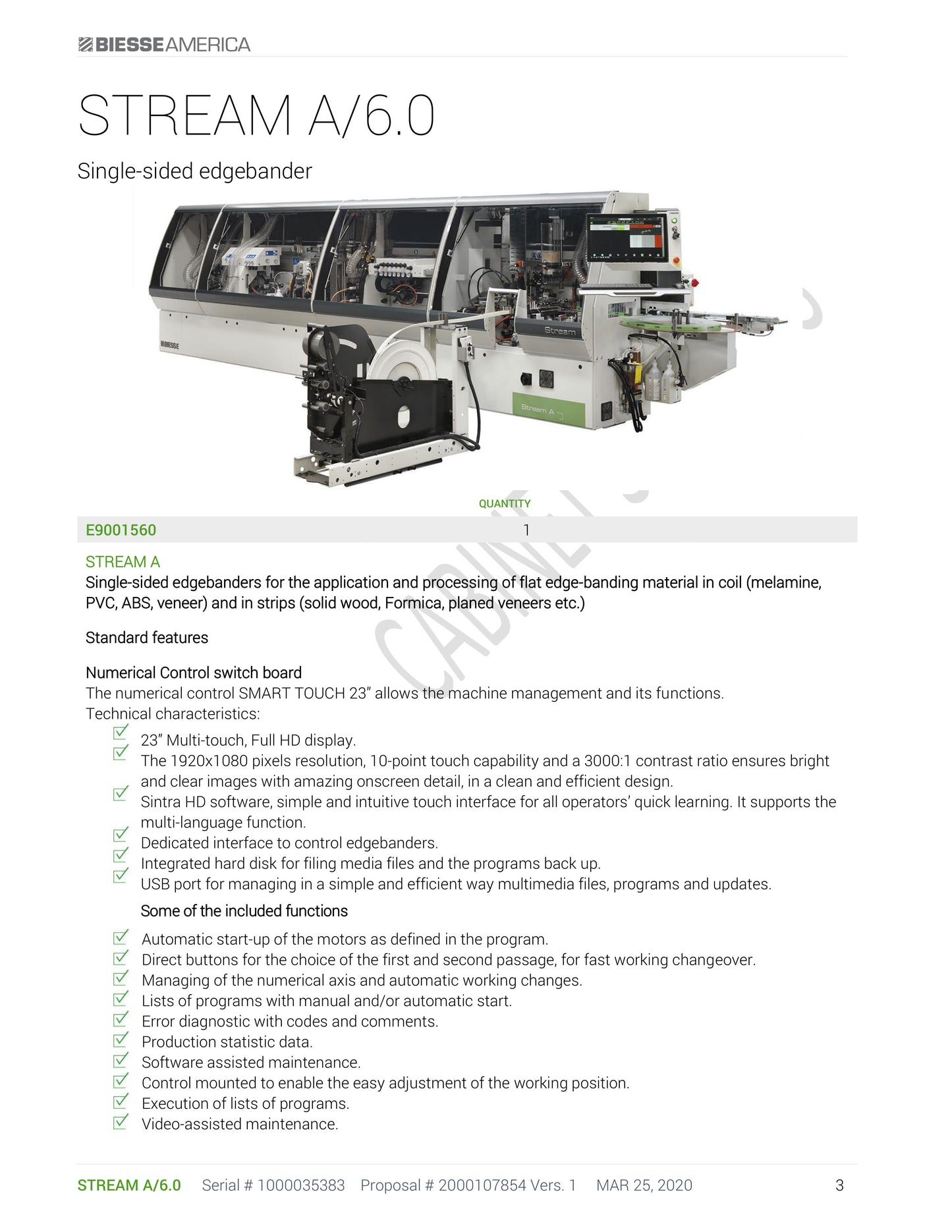 Biesse Stream A/6.0 Edgebander with Pre-Mill (2020) and Doucet BT3 Return - Indiana
