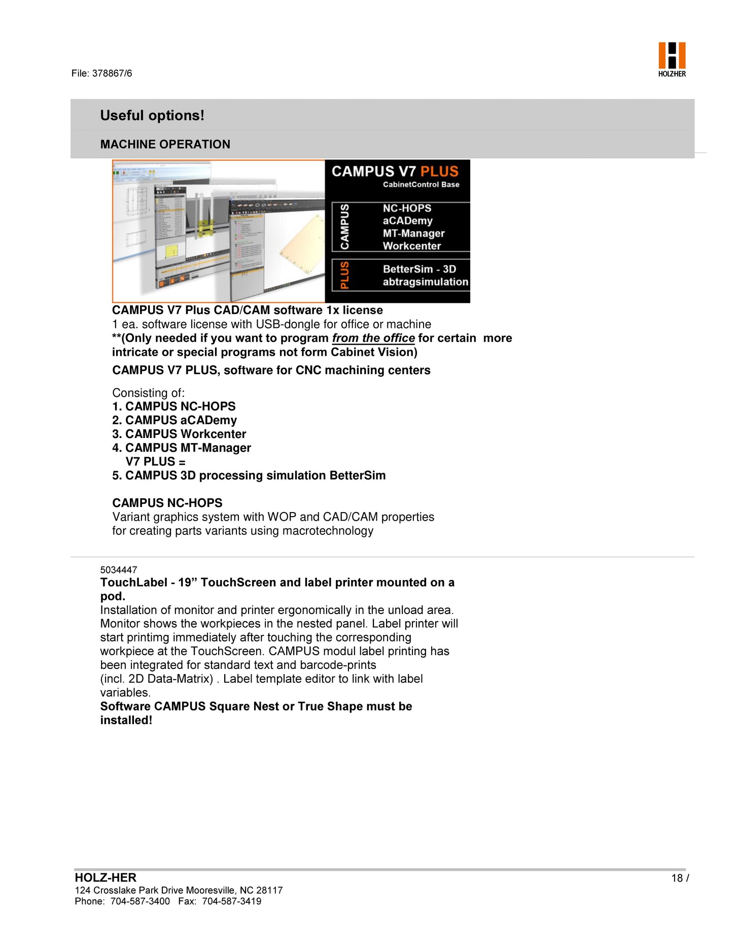 2018 Holzher Dynestic 7535 CNC Processing Center - Minnesota