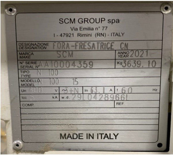 2021 SCM Morbidelli N100 CNC Machining Center - Florida