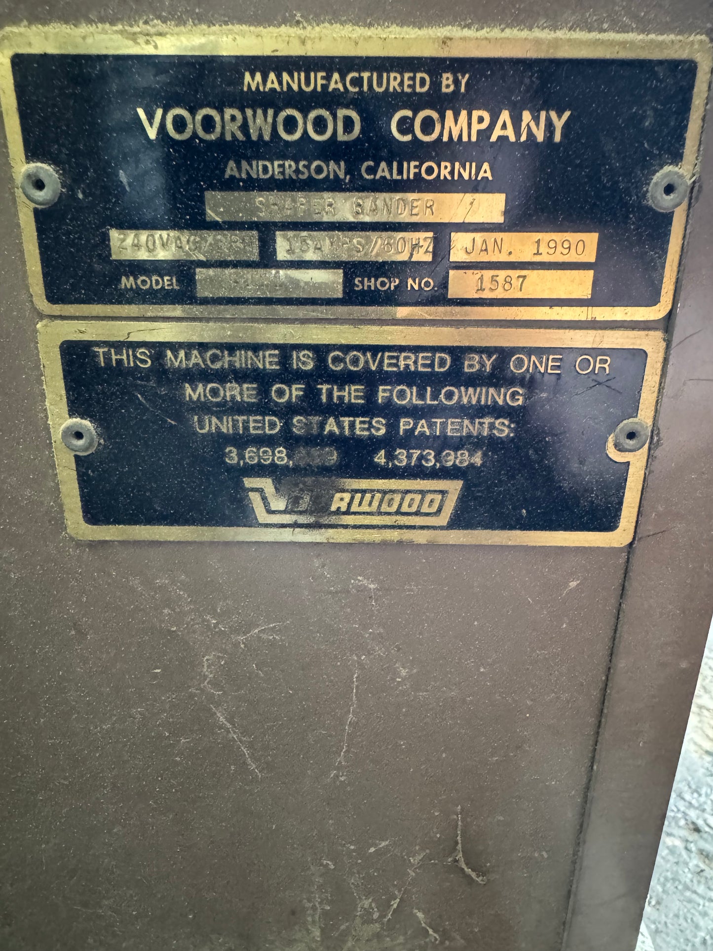 1990 Vorwood A111 Shaper Sander - Michigan