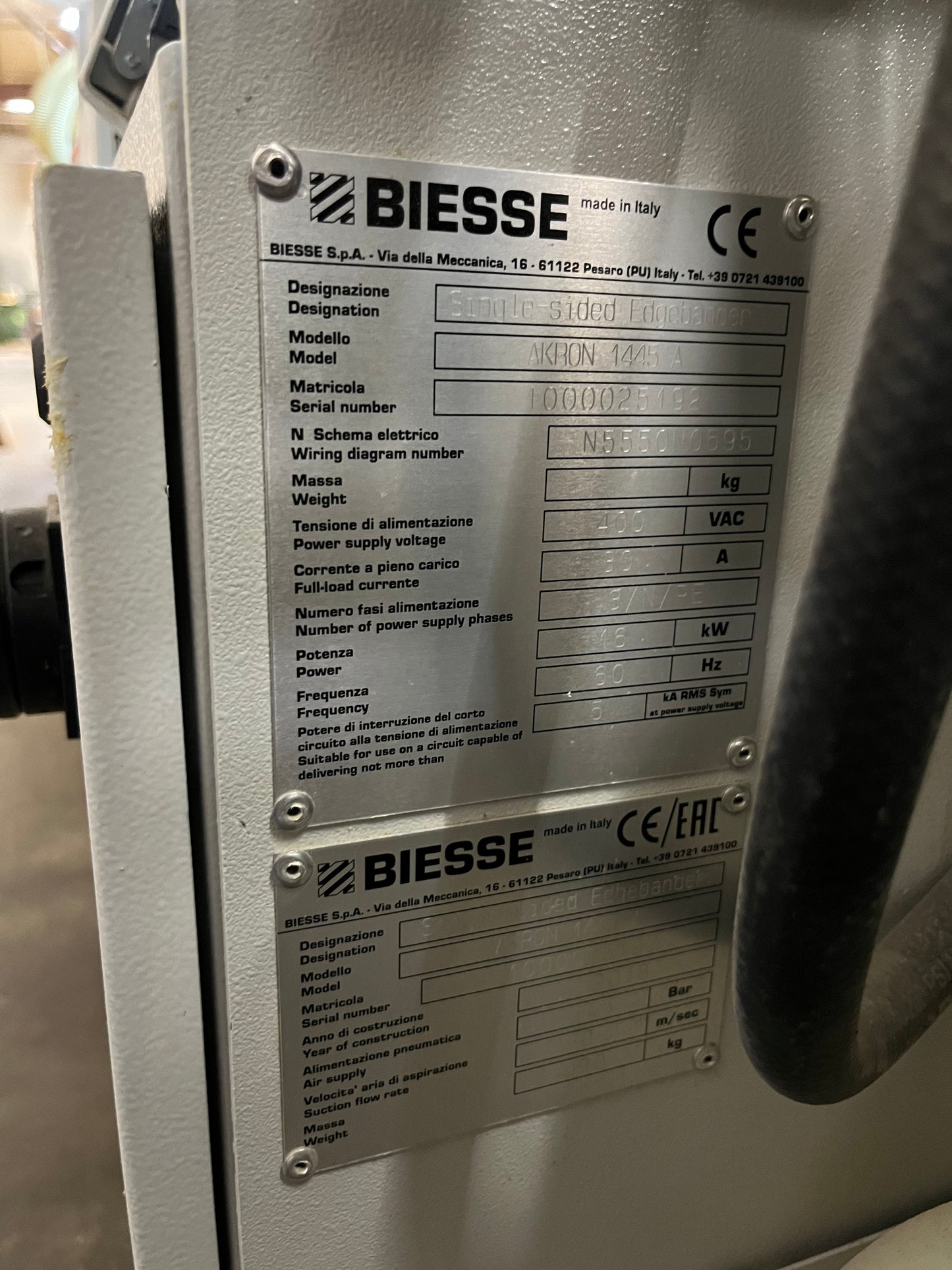 Biesse Akron 1445 A Edgebander with Pre-Mill and Transformer - Missouri