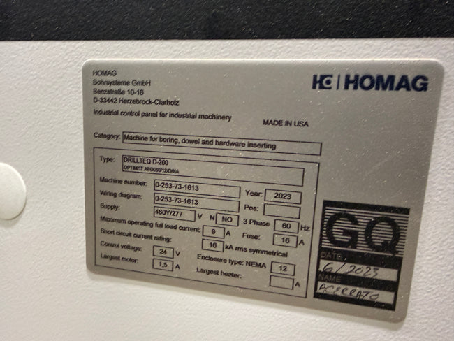 Homag Drillteq D200 Bore & Dowel Insertion (2023) - Ohio