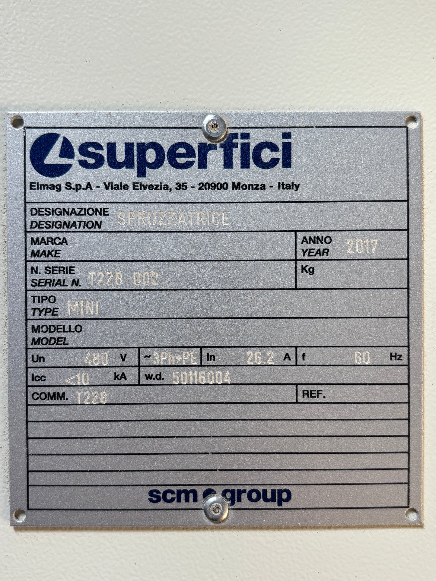 2017 SCM Superfici Mini Spray Machine - California