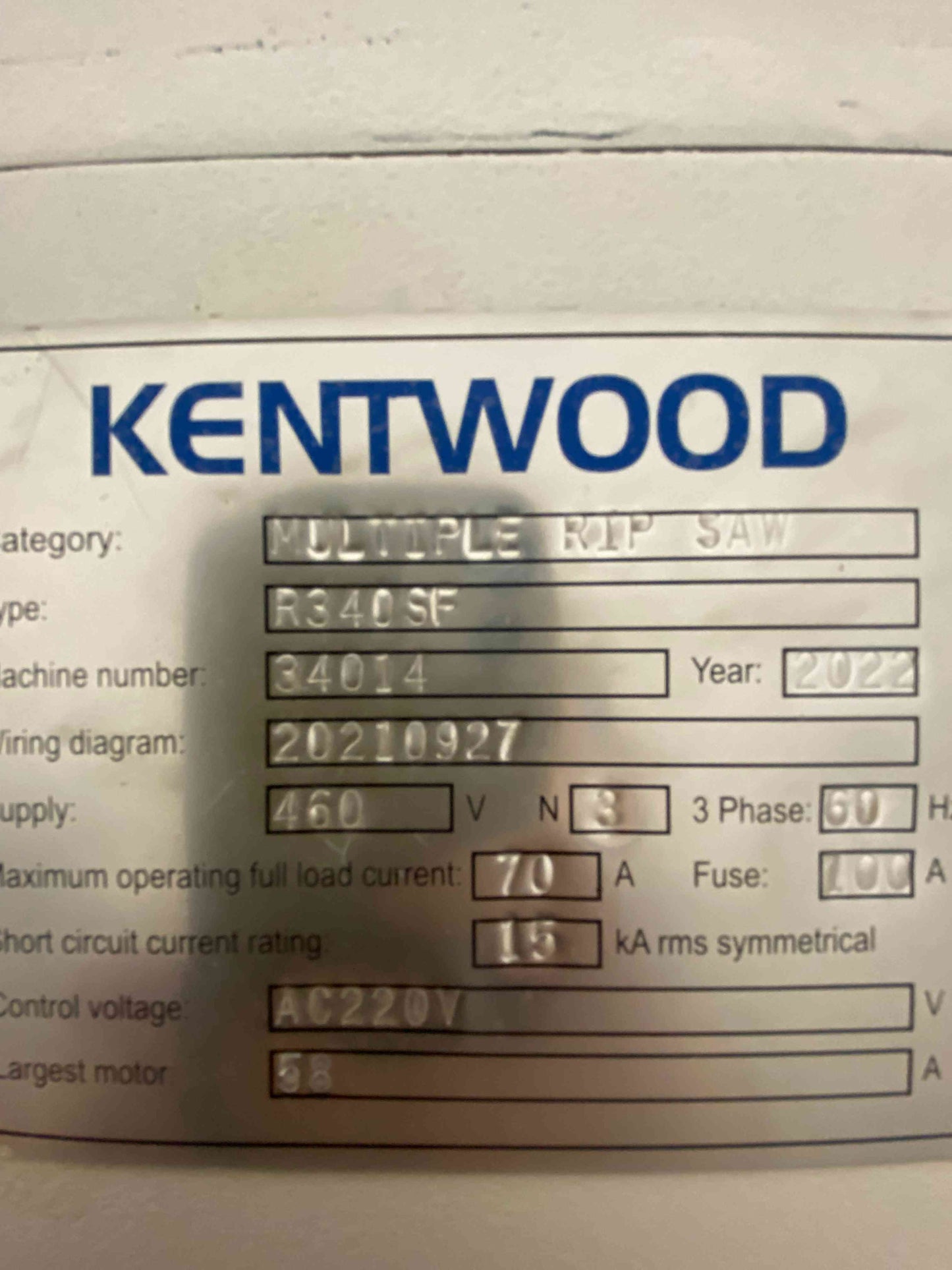 2022 Stiles Kentwood Model R340SF Gang Rip Saw - Arizona