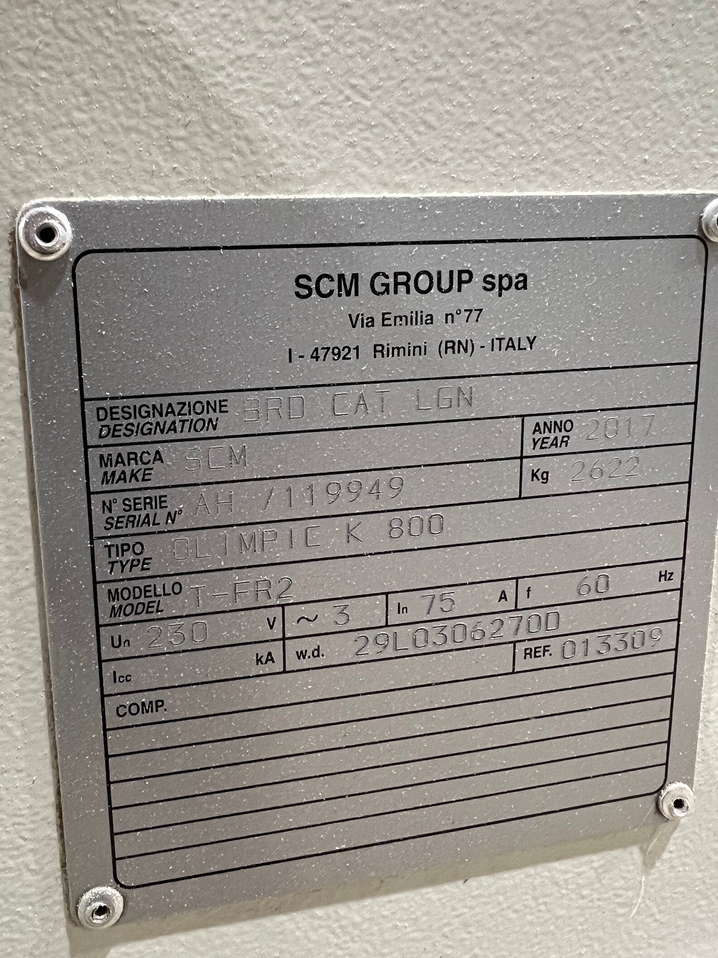 2017 SCM Olimpic K 800 T FR2 Edgebander - Florida