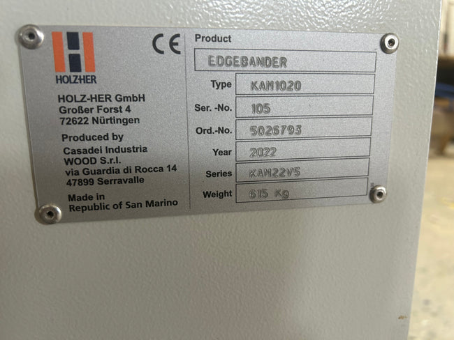 2022 Holzher Artea 1020 Edgebander with Pre-Mill - Connecticut