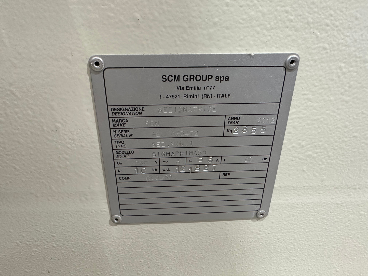 2012 SCM Sigma Prima 50 Panel / Beam Saw -  Arizona