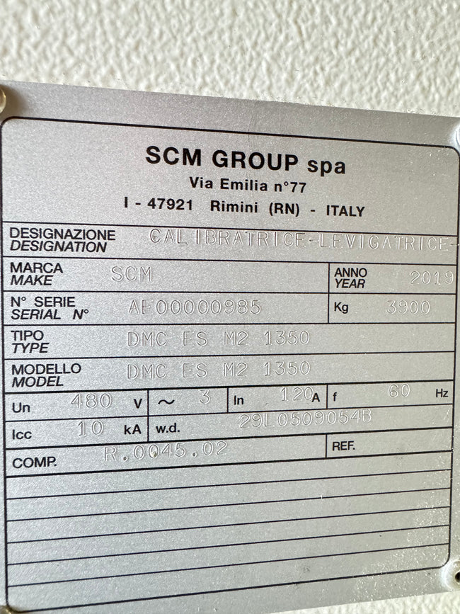 2019 SCM DMC Eurosystem ES-M2-1350 Wide Belt Sander53"