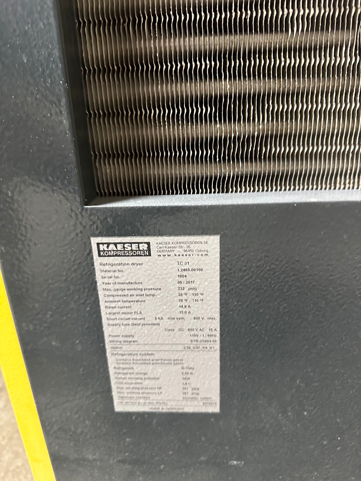 2017 Kaeser TC31 Refrigerated Cycling Air Dryer - Georgia