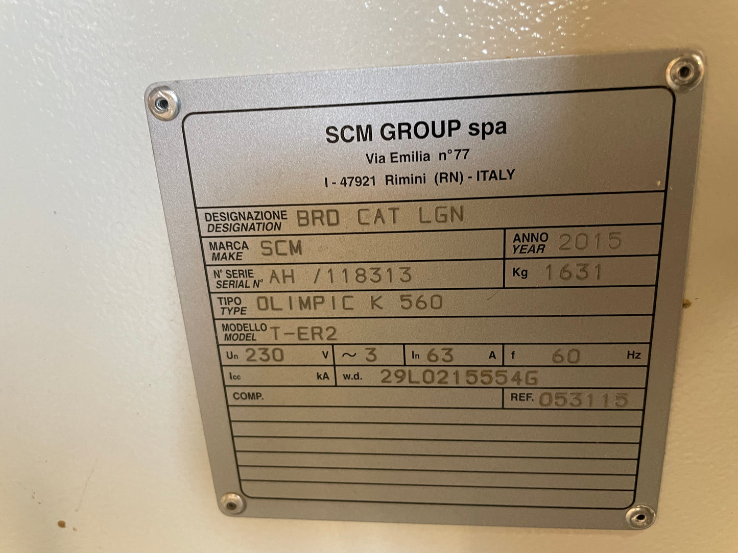 2015 SCM Olimpic K560 T-ER2 Edgebander with Pre-Mill -