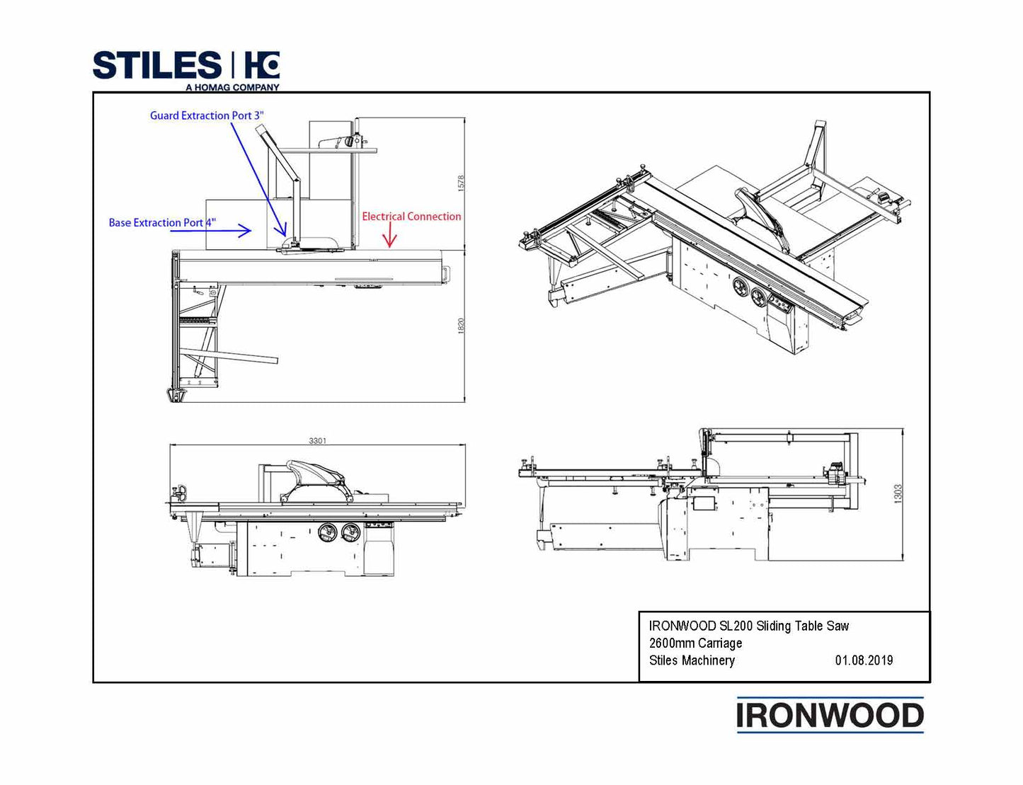 2021 Stiles Ironwood SL 200 Sliding Table Saw with Tiger Fence - California