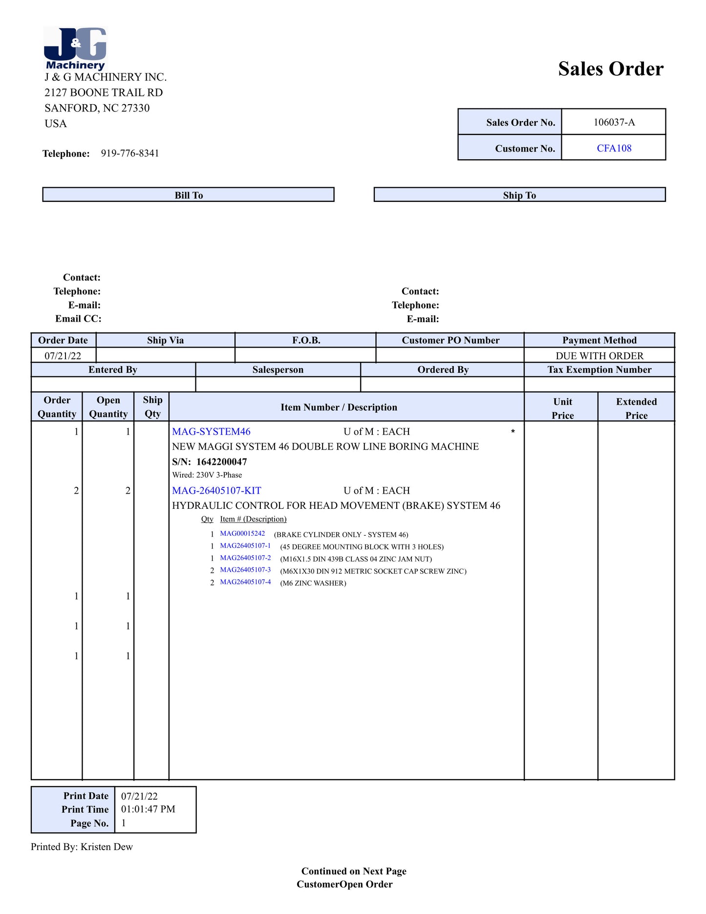 2022 Maggi System 46 Double Row Line Boring Machine - Florida