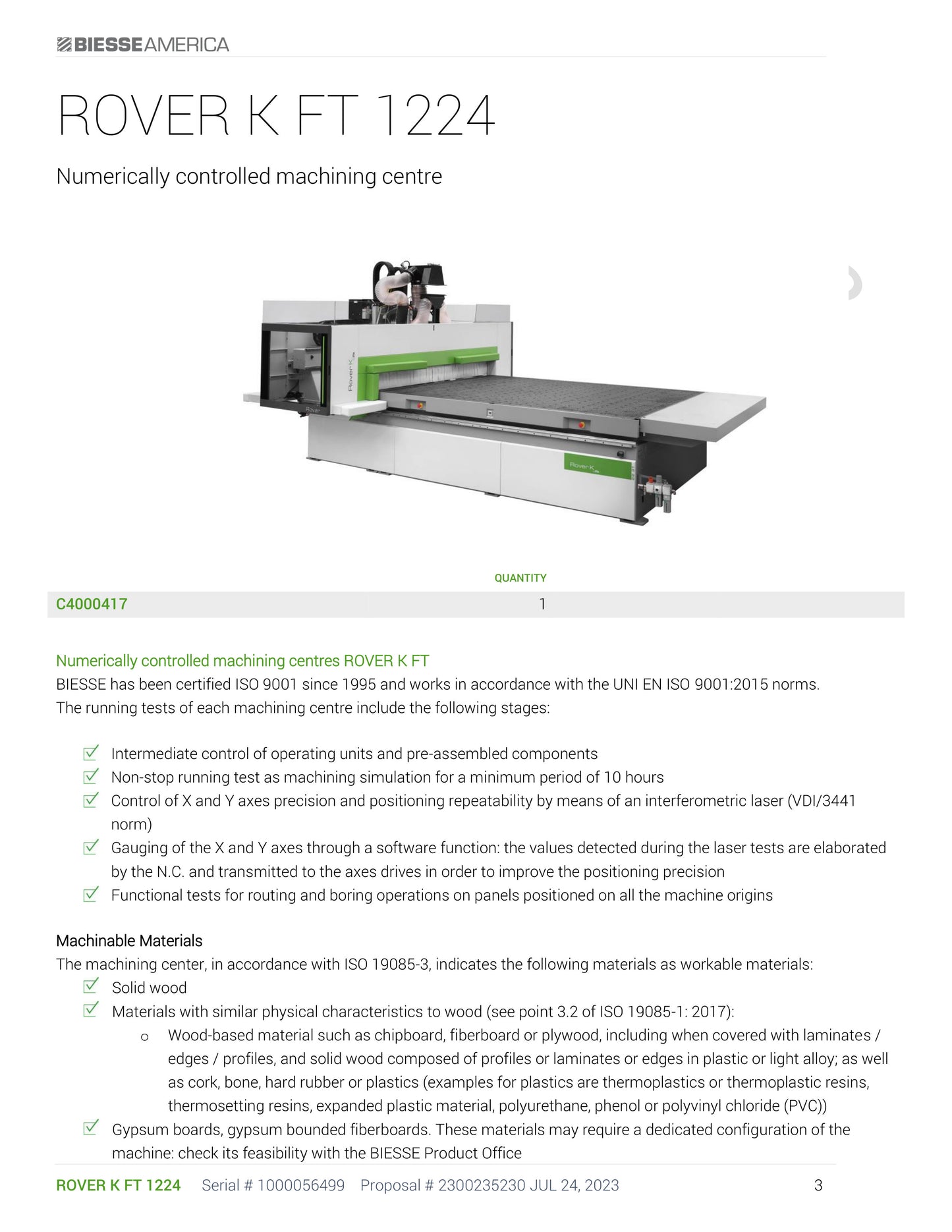 Biesse Rover K FT 1224 CNC Machining Center (2023) - Nevada