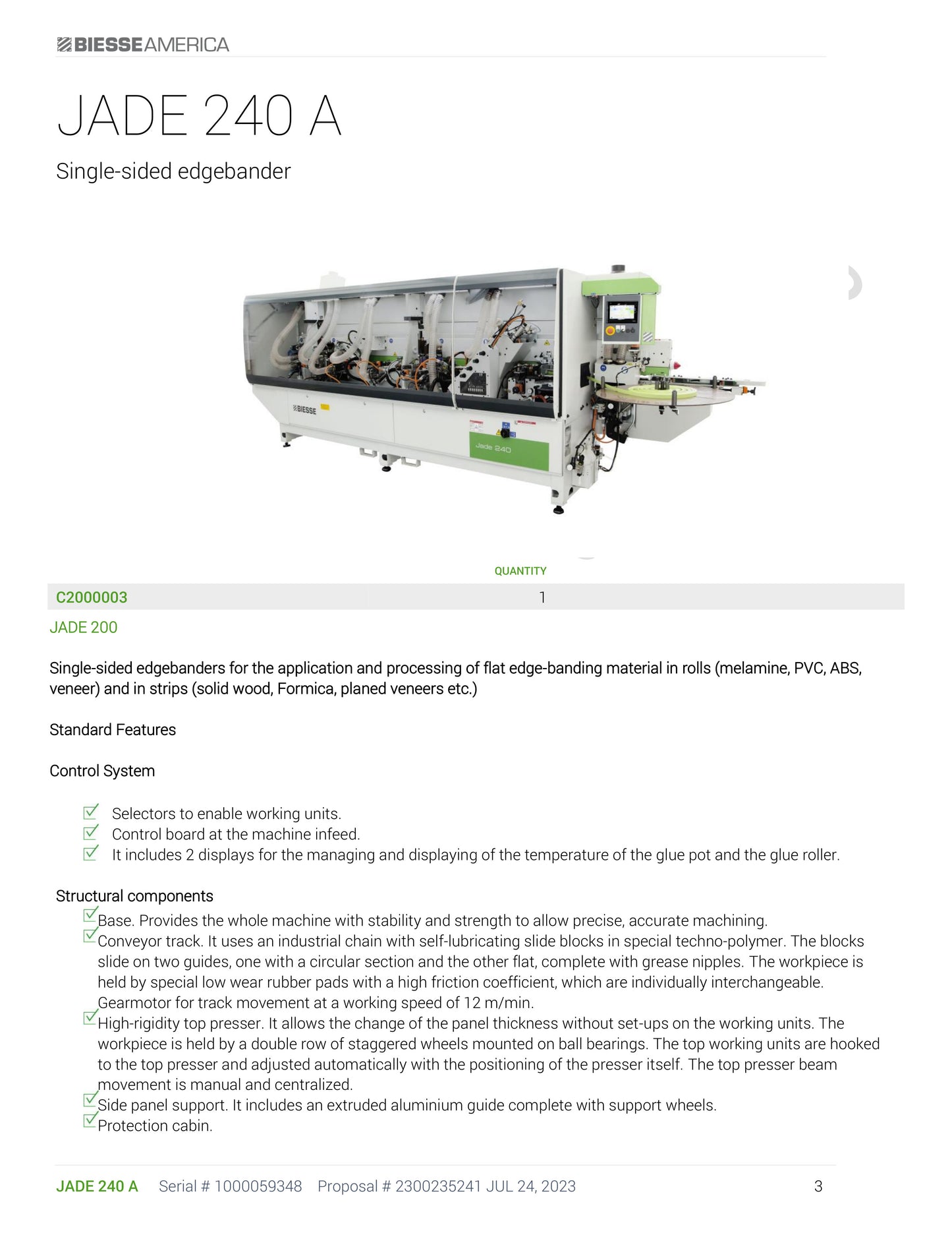 Biesse Jade 240 A Edgebander with Pre-mill, Corner Rounding (2023) - Nevada