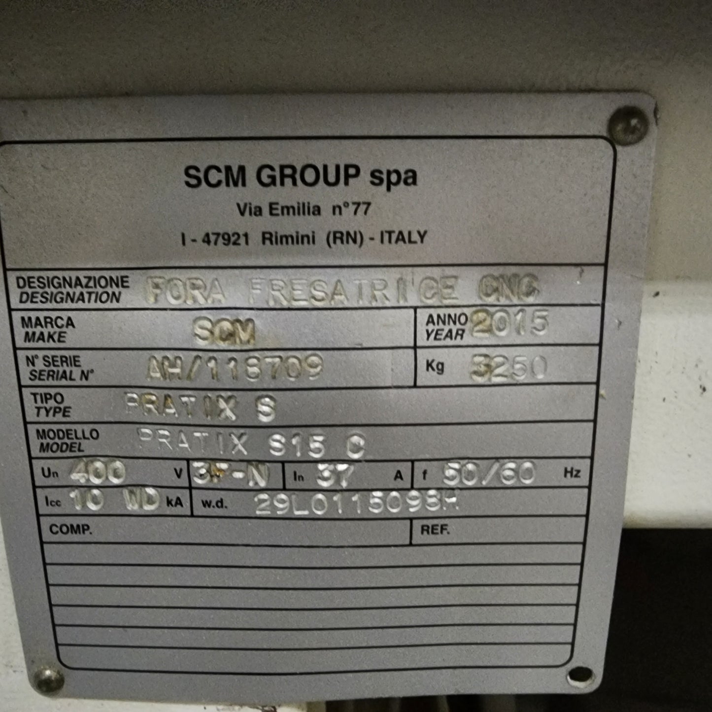 2015 SCM Pratix  S15 C 5 x 12 CNC Router - Florida