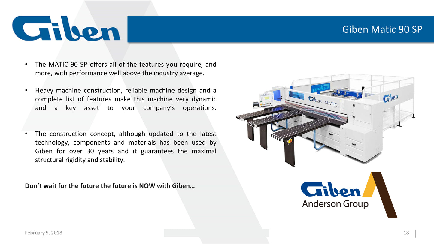 2017 Giben Matic 90 SP  Front Load Panel Beam Saw