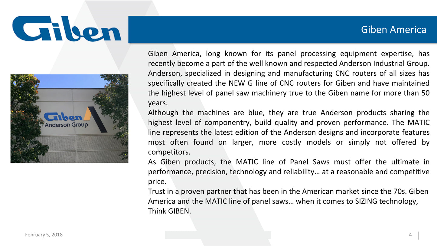2017 Giben Matic 90 SP  Front Load Panel Beam Saw