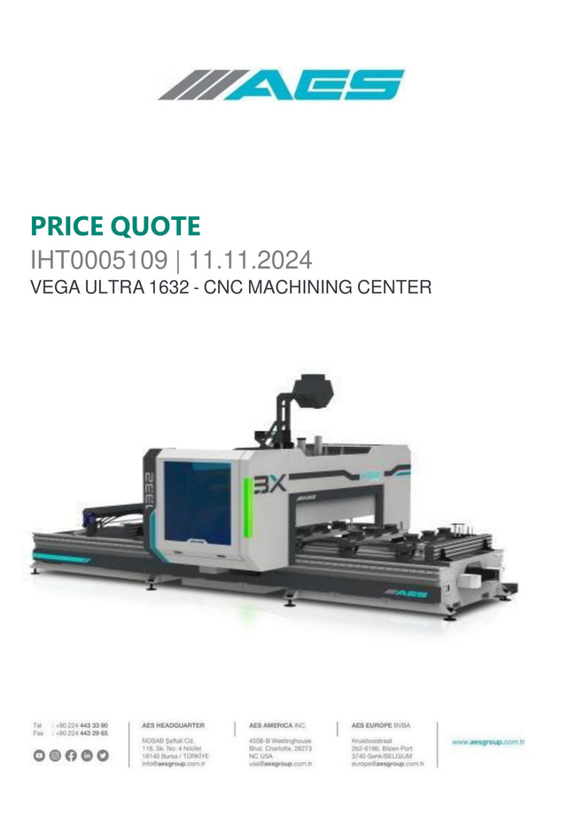 New! 2025 AES VEGA ULTRA 1632 - CNC MACHINING CENTER
