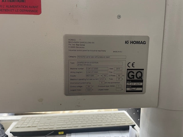 2019 Homag Sawteq B 130 Horizontal Panel / Beam Saw - Ohio