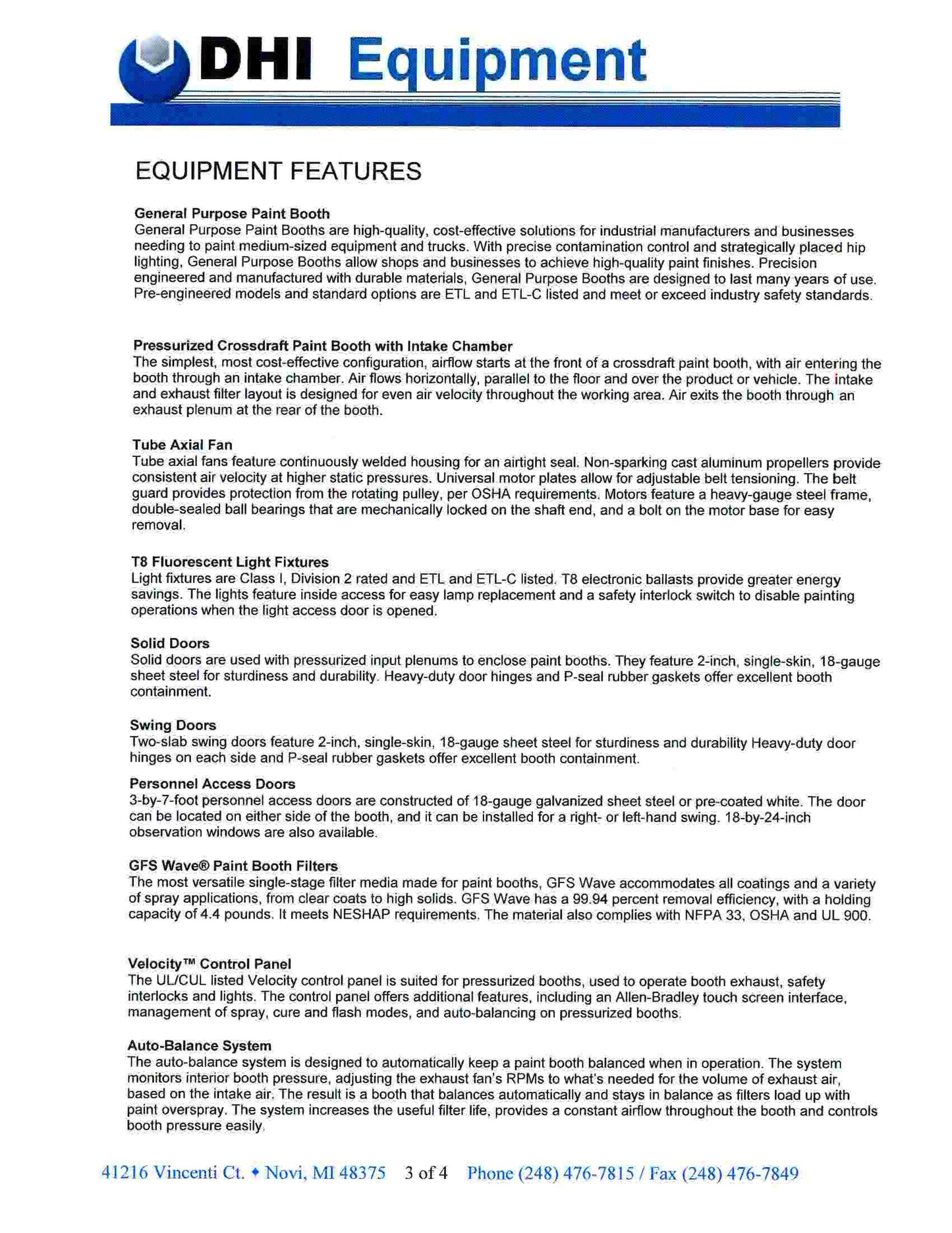 2019 Global Finishing Systems Crossdraft Pressurized Spray Booth - Michigan