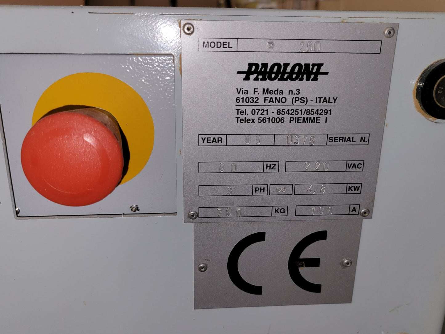 1999 Paoloni Sliding Table Saw with Delta Dust Collector