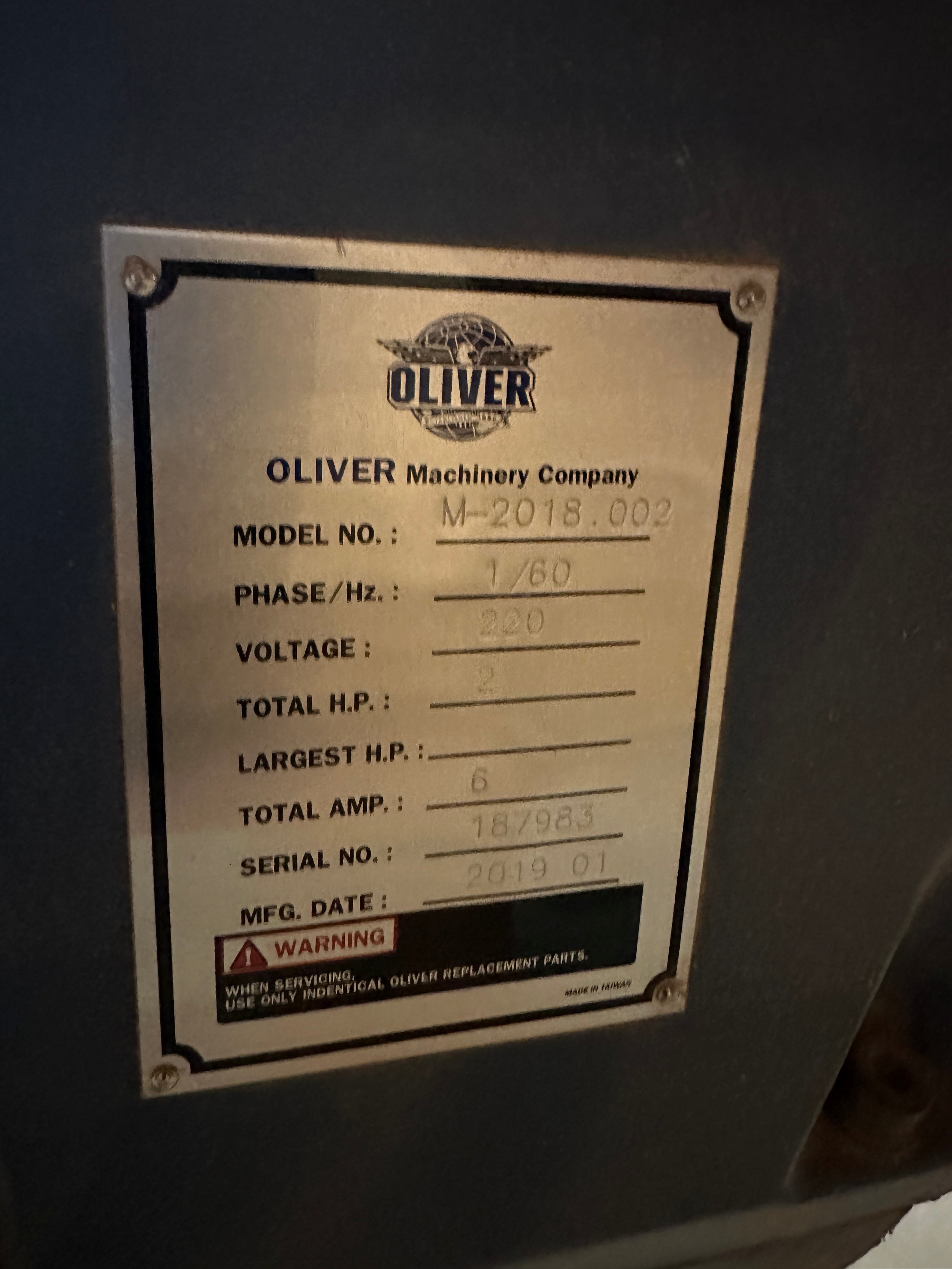 Used 2019 Oliver 2018 Lathe 2HP 1 PH - ibid-machinery