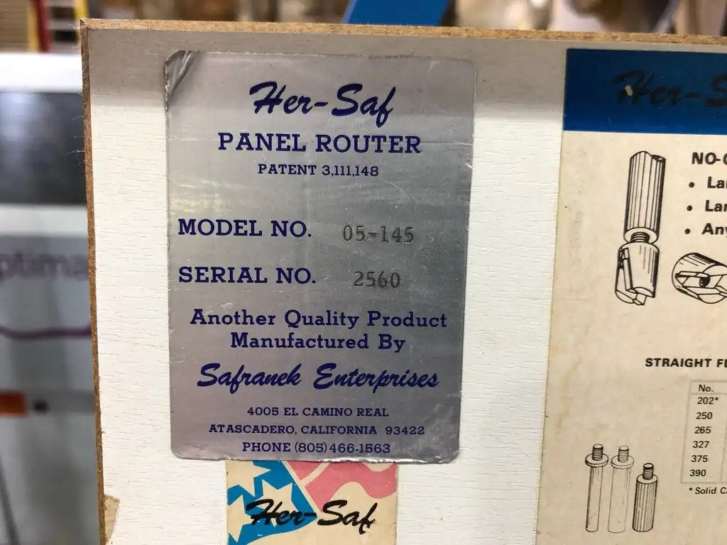 Her-Saf Vertical panel router Model # 05-145 - ibid-machinery