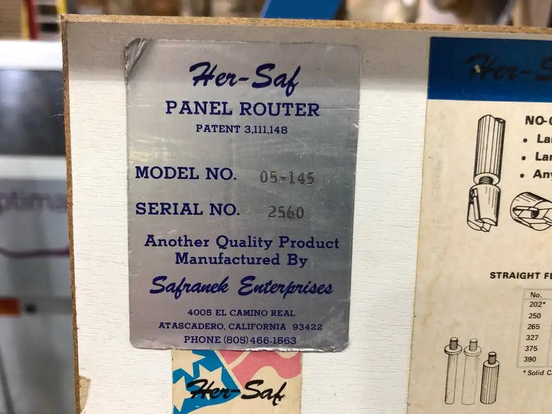 Her-Saf Vertical panel router Model # 05-145 - ibid-machinery