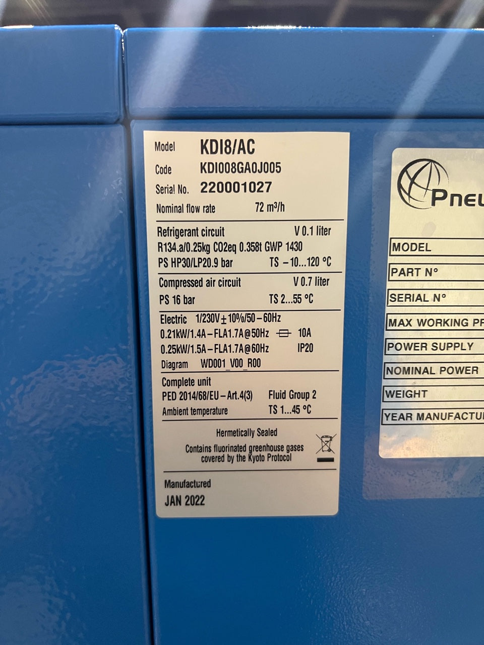 2022 PneuTech Model RK-7.5F-125T-D