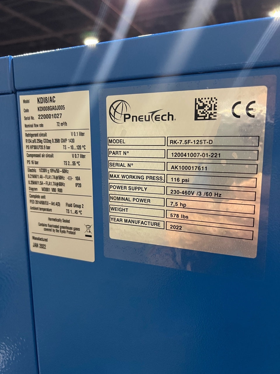 2022 PneuTech Model RK-7.5F-125T-D