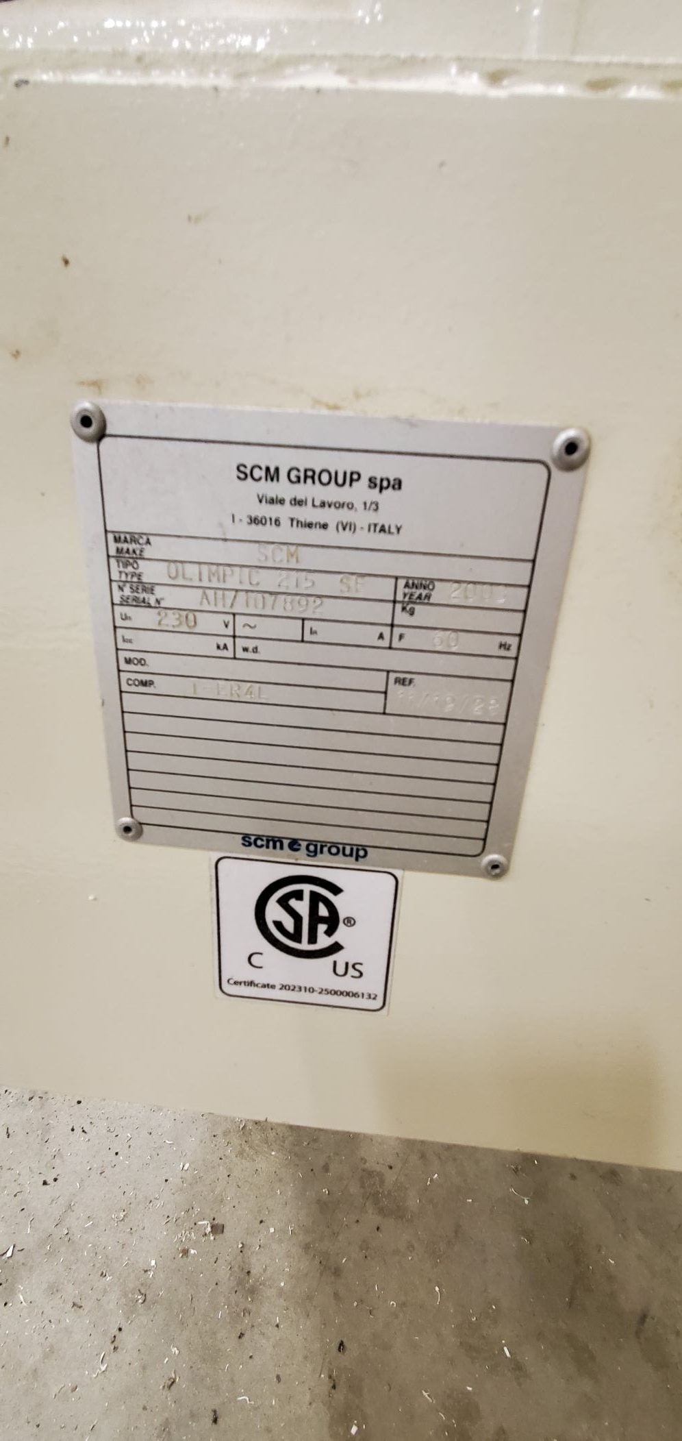 2003 SCM OLIMPIC 215 SF EDGEBANDER