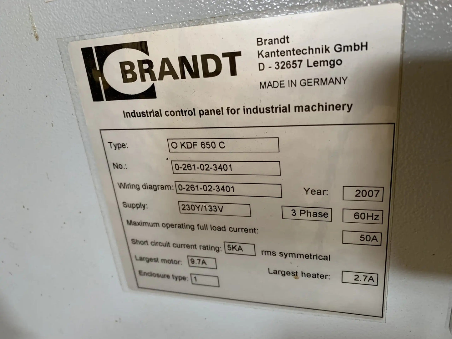 2007 Brandt KDF 650 C