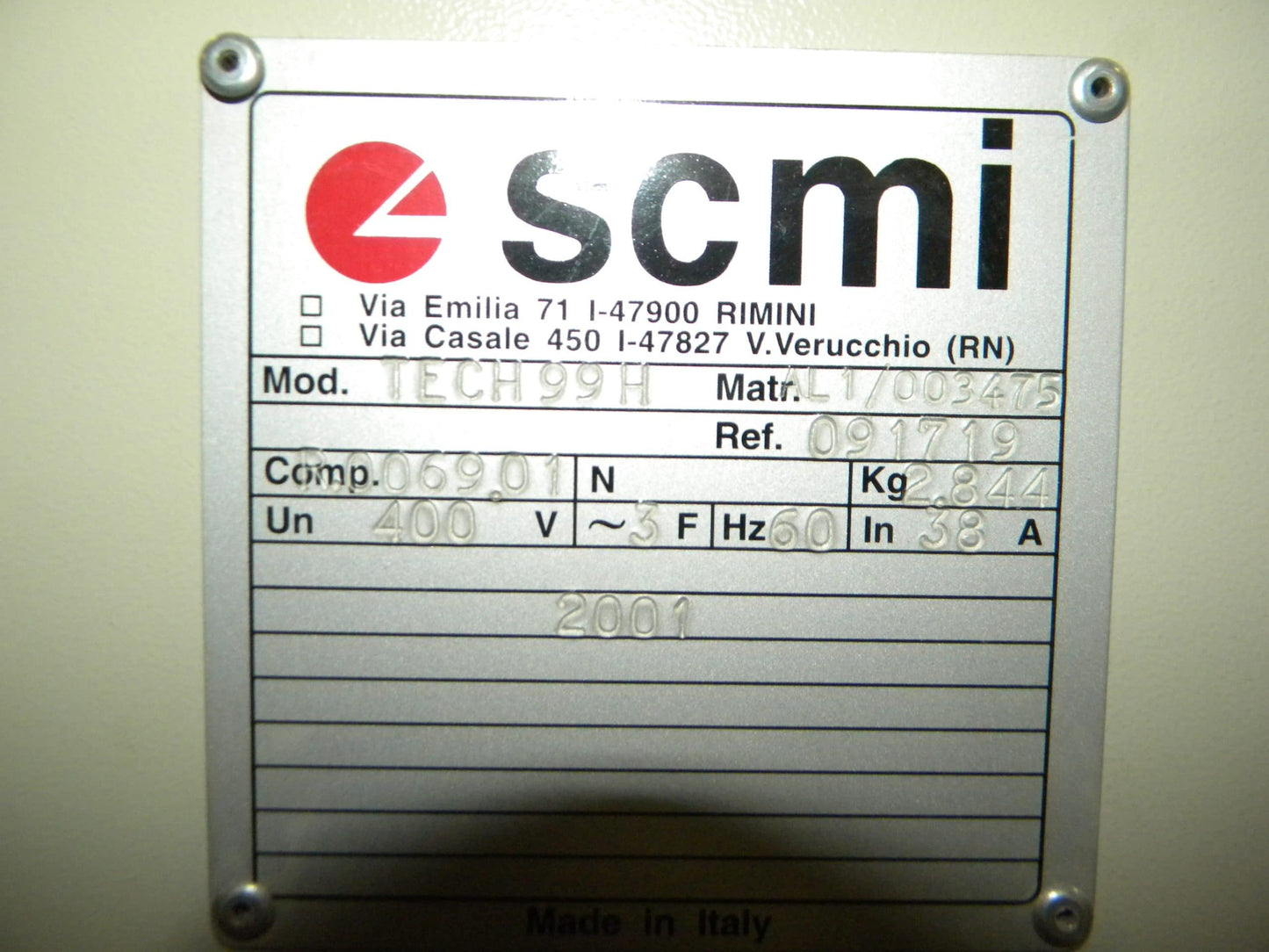 2001 SCM Tech 99 Machining Center Located in Colorado