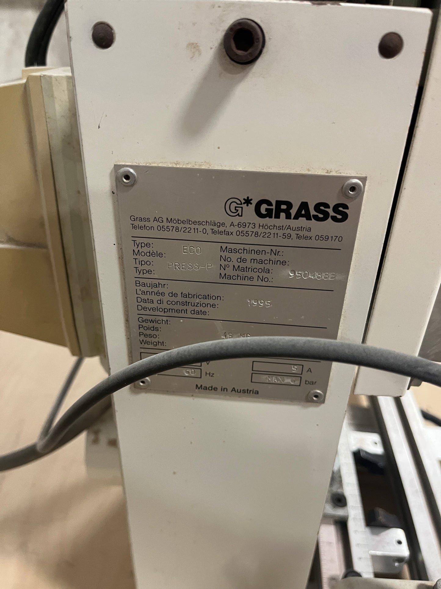 Grass Eco Press-P Hinge Boring and Insertion Machine - Ohio